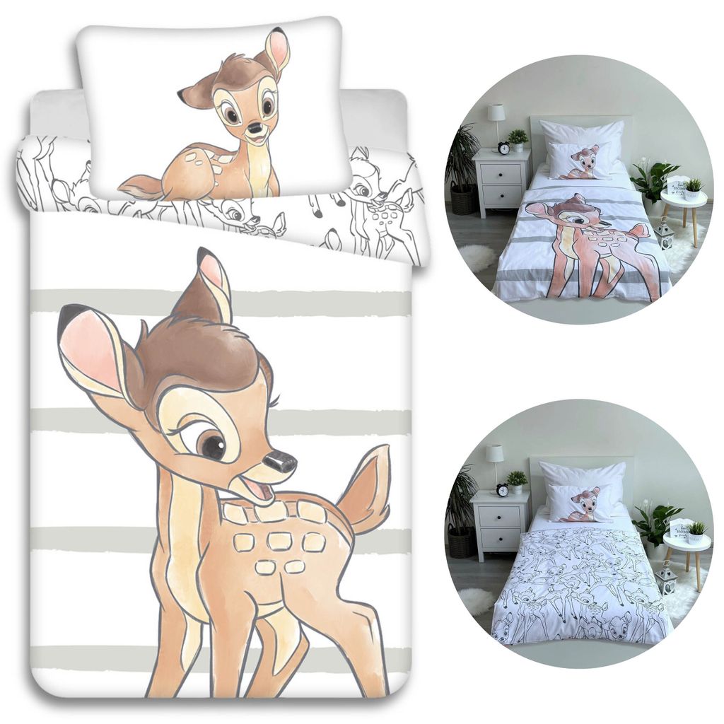 Bambi Beige Bettwäsche, Baumwollbettwäsche für Kinder 100x135 cm,