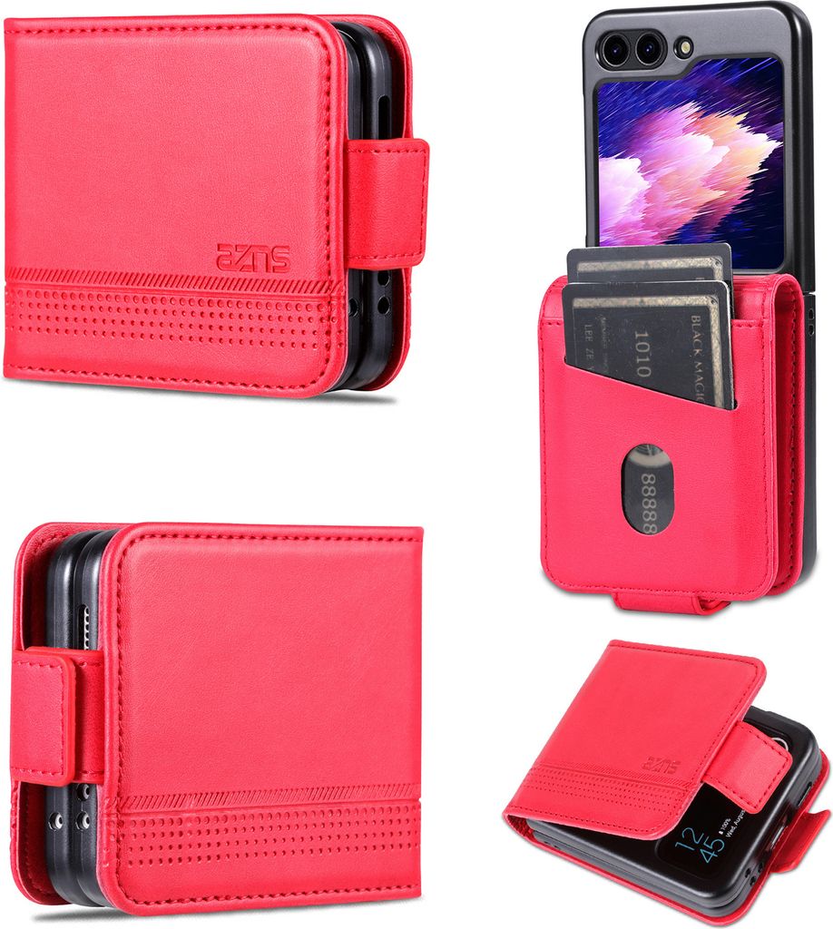 Leder Hülle für Samsung Galaxy Z Flip6 / Z Flip7 FE, Klapphüllen Brieftasche Magnetverschluss Schutzhülle Rosa