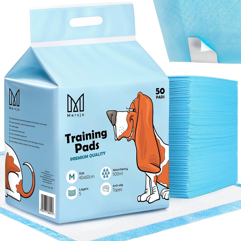 A package of pet training pads with a cartoon dog illustration.