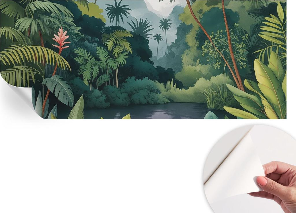 Selbstklebende Wandtapete - Dekorative Tapete für Wohnzimmer - Klebefolie für Wandbilder - Tapetenfolie für Wanddekoration - 208x146 cm - Exotis...