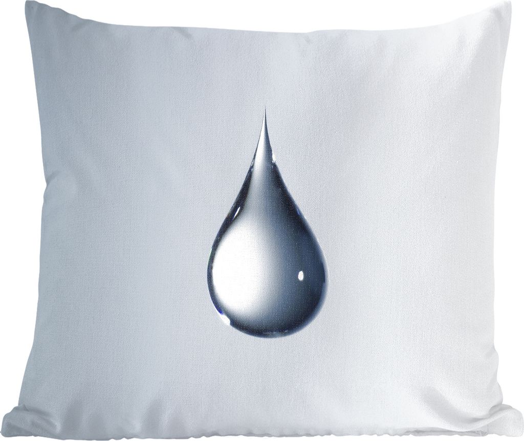MuchoWow Zierkissen Sofakissen Wohnzimmer Dekokissen 50x50 cm Klarer hellblauer Tropfen auf grauem Hintergrund - Komfort - Sofakissen