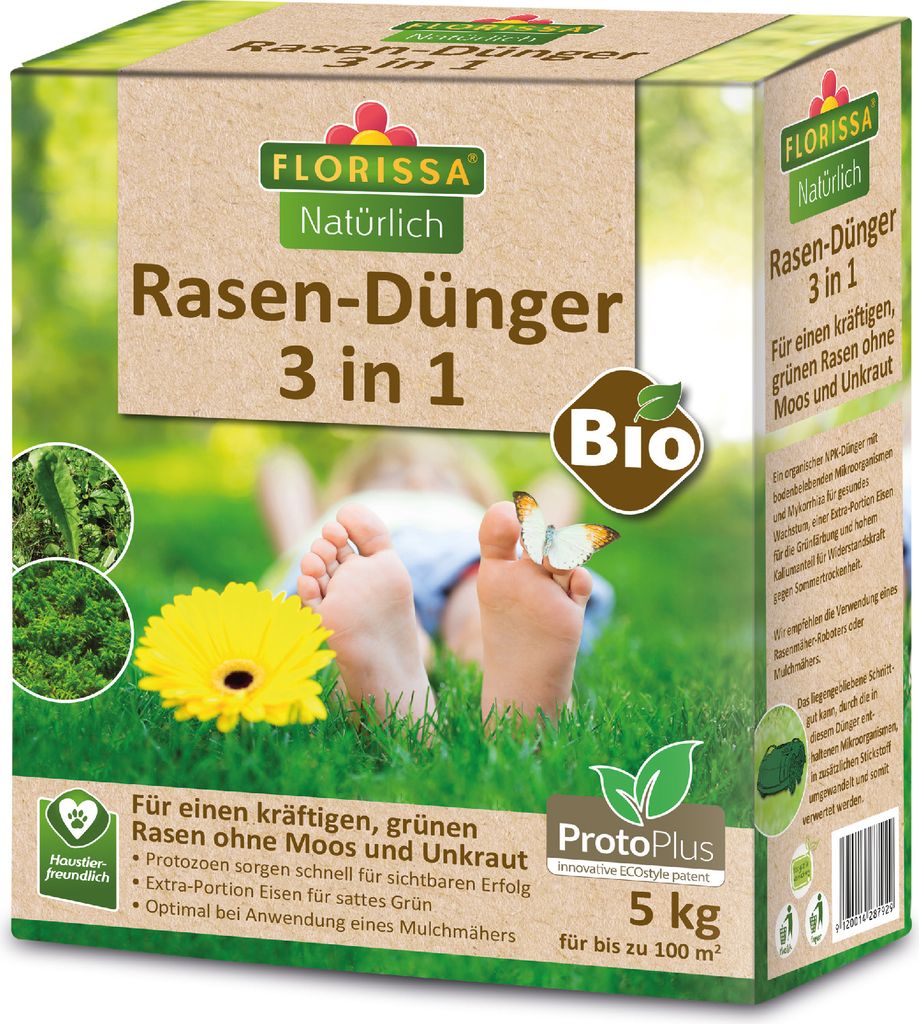 Proto Plus Rasendünger '3 in 1' (5 kg) | Rasendünger von Florissa