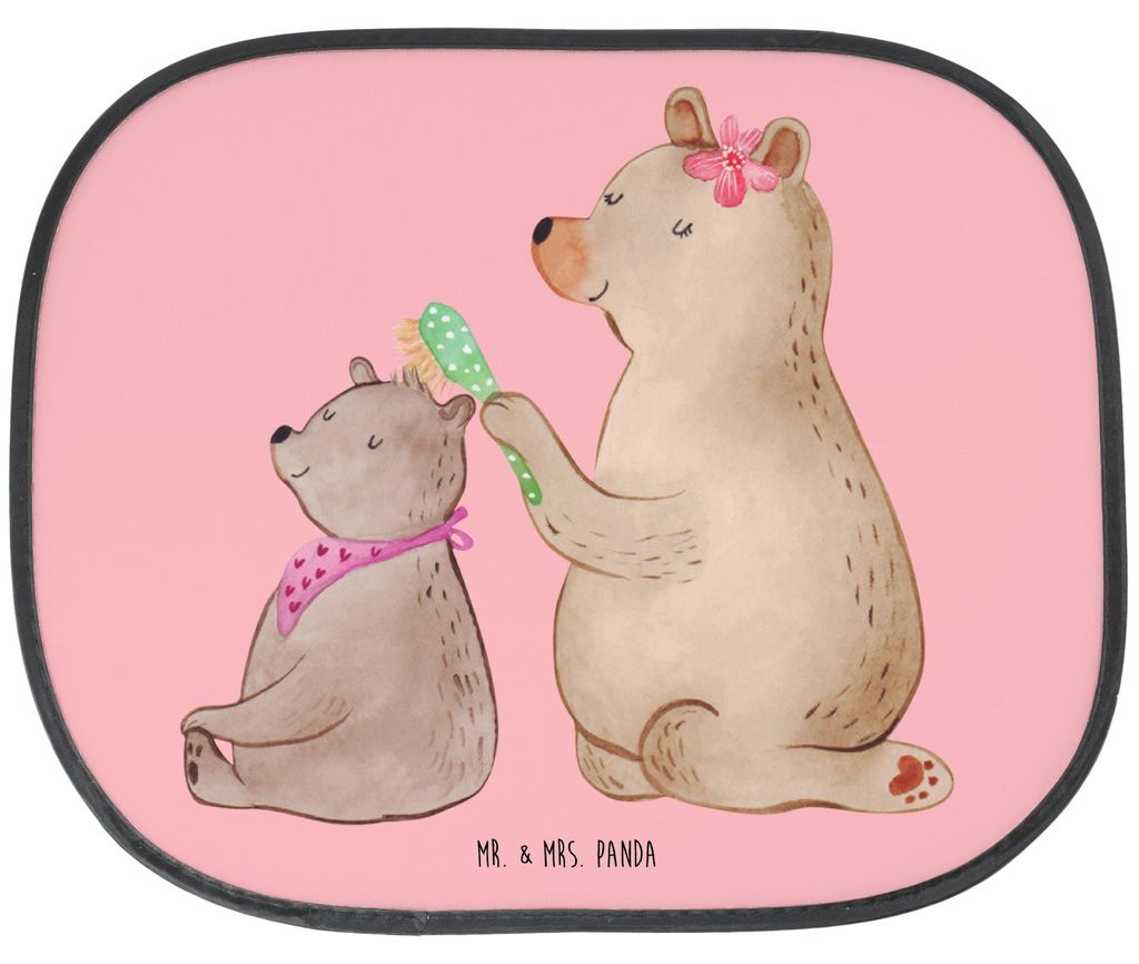 Mr. & Mrs. Panda Sonnenblende Auto Bär Kind - Rot Pastell - Geschenk, Mama, Sonnenschutz, pkw, seitenscheibe, für, Mutter, Familie, Muttertag