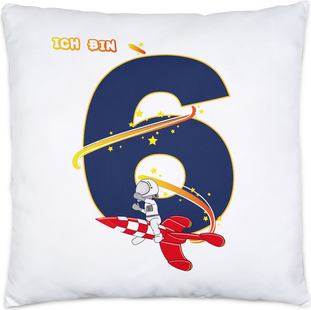 Ich Bin 6 Kissen Inkl. Füllung 6. Geburtstag Weltall Astronaut Fans Rakete Geschenkidee 6 Jahre Alt
