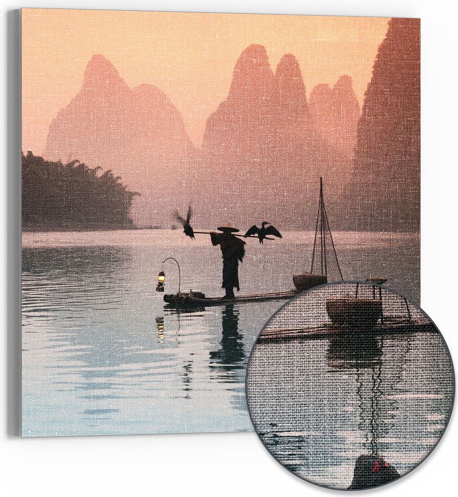 DEQORI Hybrid Leinwand Bild 30x30 cm 'Fluss der Stille' Wandbild Glas flach modern