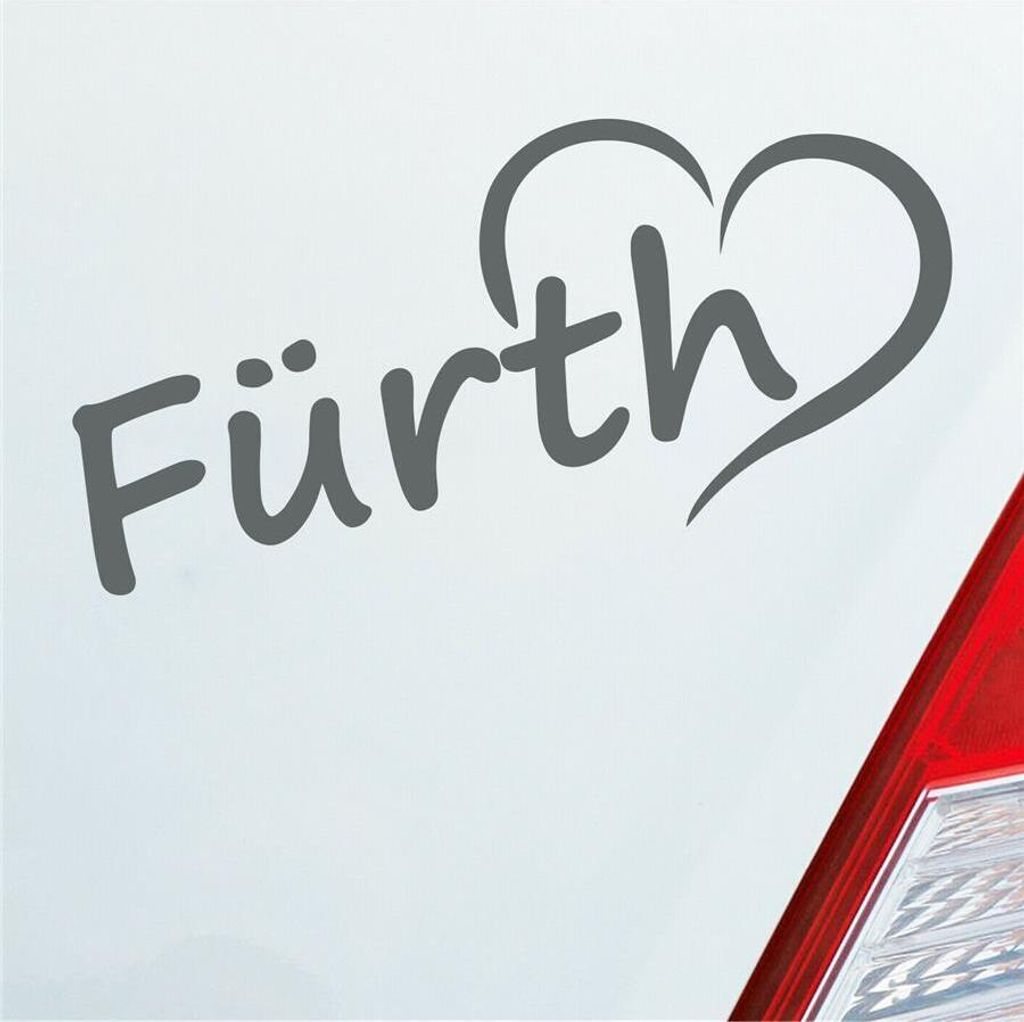 Auto Aufkleber Fürth Herz Stadt City Liebe Love Heimat 17x8 cm Grau Sticker Heckscheibenaufkleber