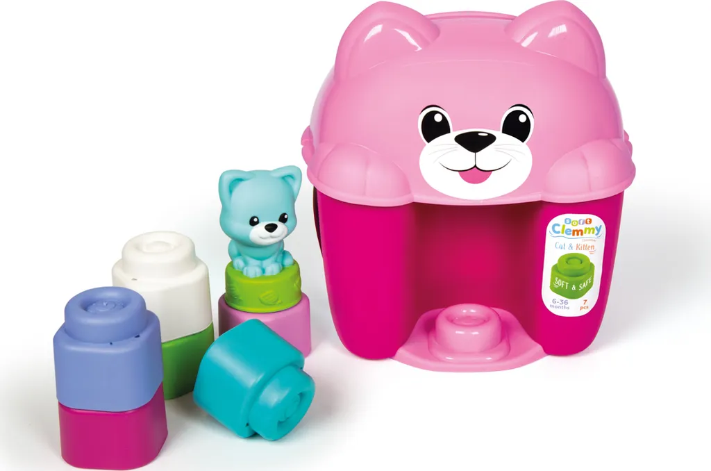 Clementoni 17295 Seau des chatons Clemmy : cubes de construction souples