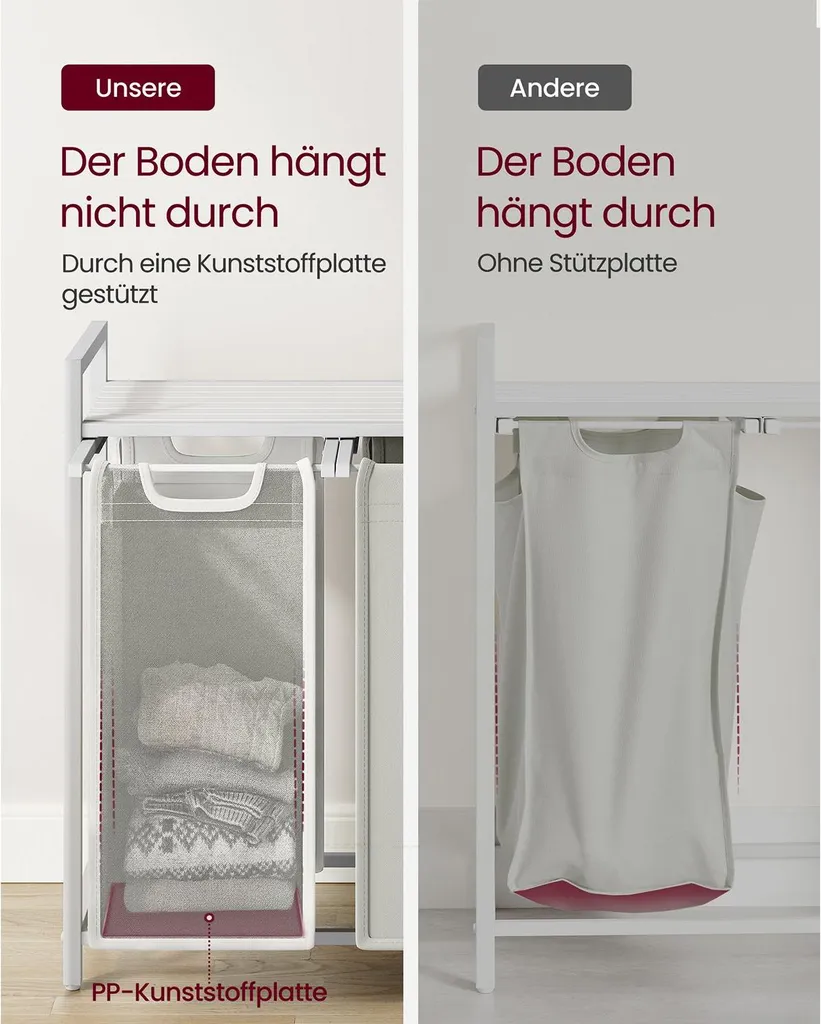 Meuble de buanderie avec panier à linge 3 compartiments et plateau blanc