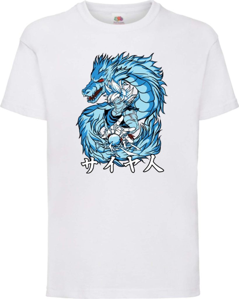 Kinder T-Shirt Japan Animation Manga Anime Comics Dragon Anime Manga Ball Z Goku Dragon Saiyan Var-003 Goku Dragon, 9-11 Jahr - 140 / Weiß