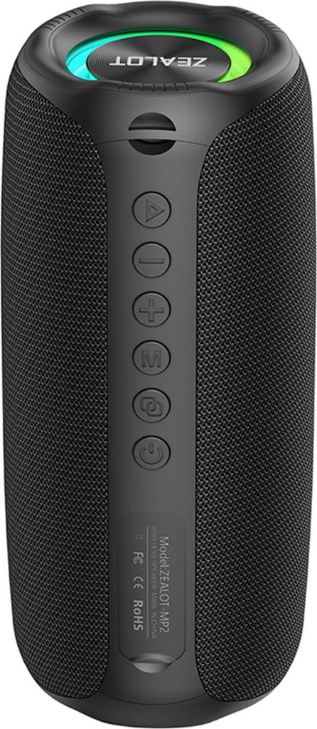 Tragbarer BT-Lautsprecher 52mm Full-Range mit RGB-Lichtern Kabellos für Zuhause/Party/Außenbereich Schwarz