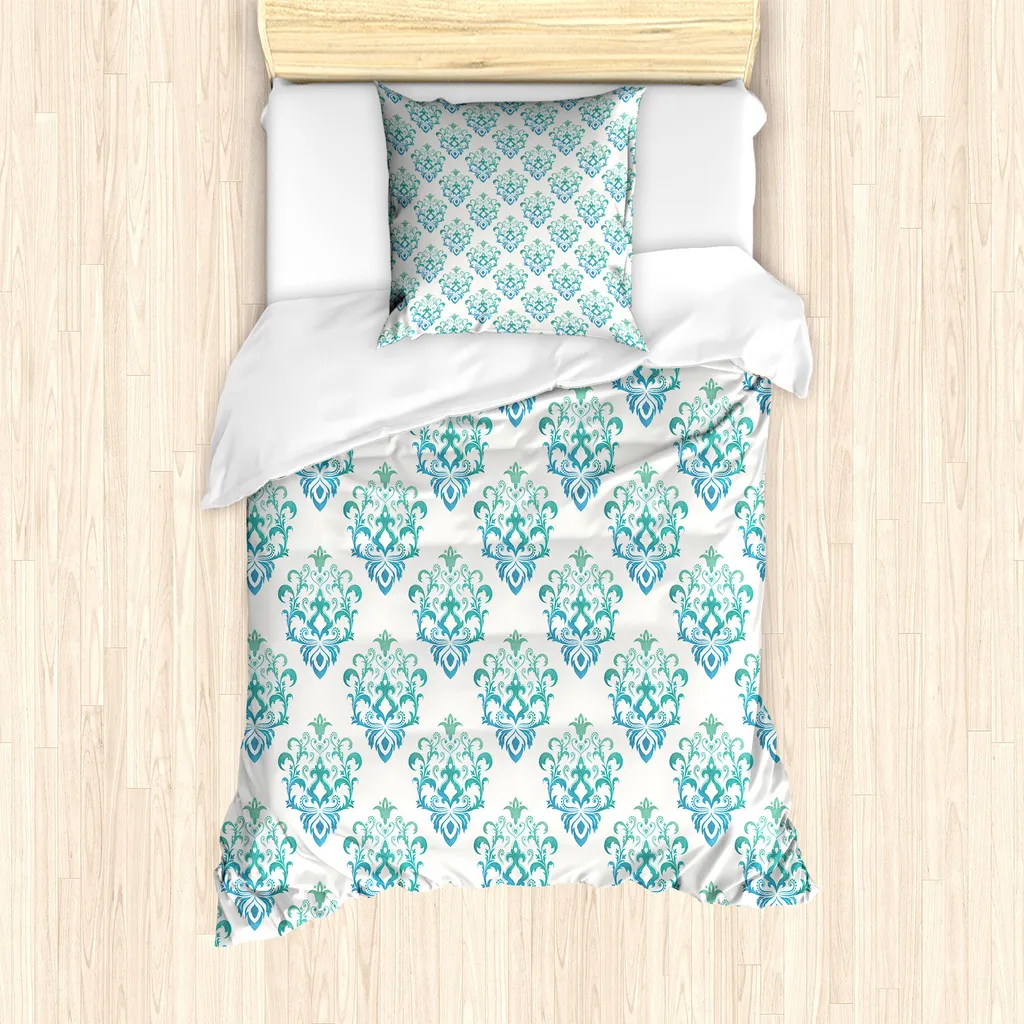 Offerta Set Letto ABAKUHAUS 135x200 Damascato Blu Antiacaro
