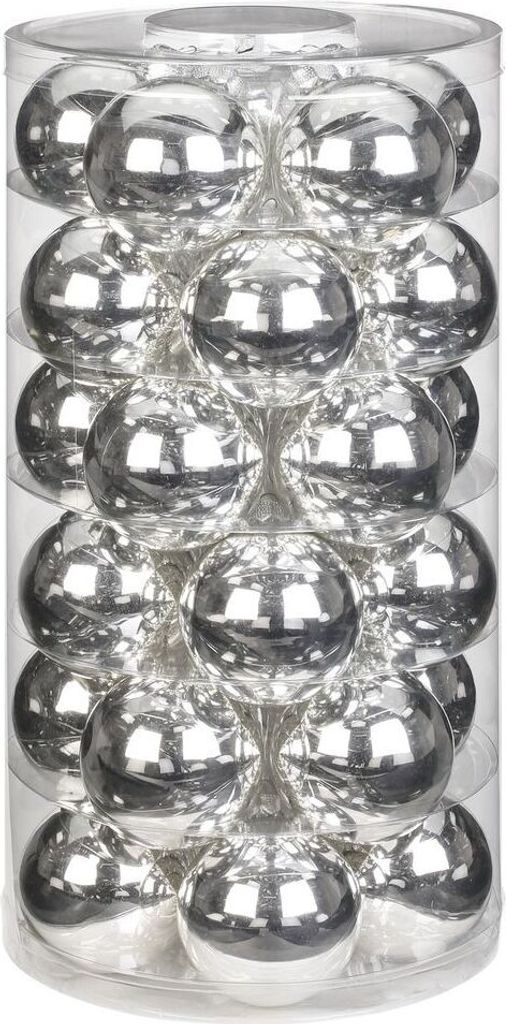Weihnachtskugeln Glas 6cm Schiny Silver, 30 Stück Produktbild 
