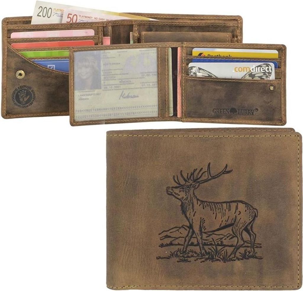 Green Burry Vintage Scheintasche Stag-3" Leder (Braun)" Produktbild 
