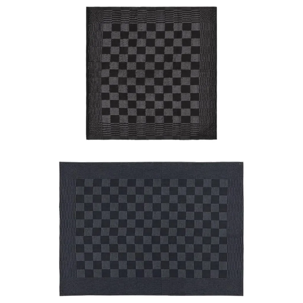 vidaXL Set di asciugamani da 10 pezzi in cotone nero e grigio