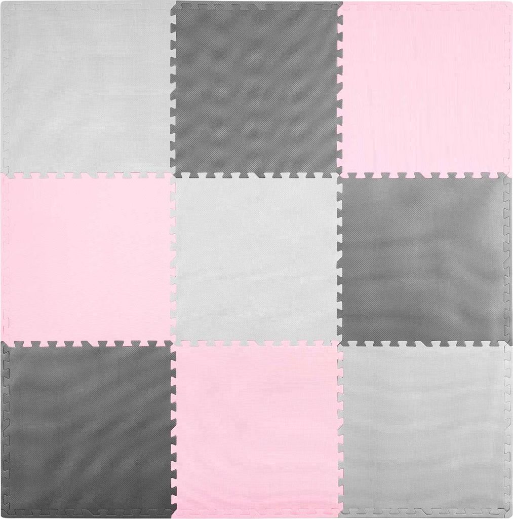 Tappetino puzzle in schiuma 180x180cm 9 pezzi grigio rosa Immagine del prodotto 