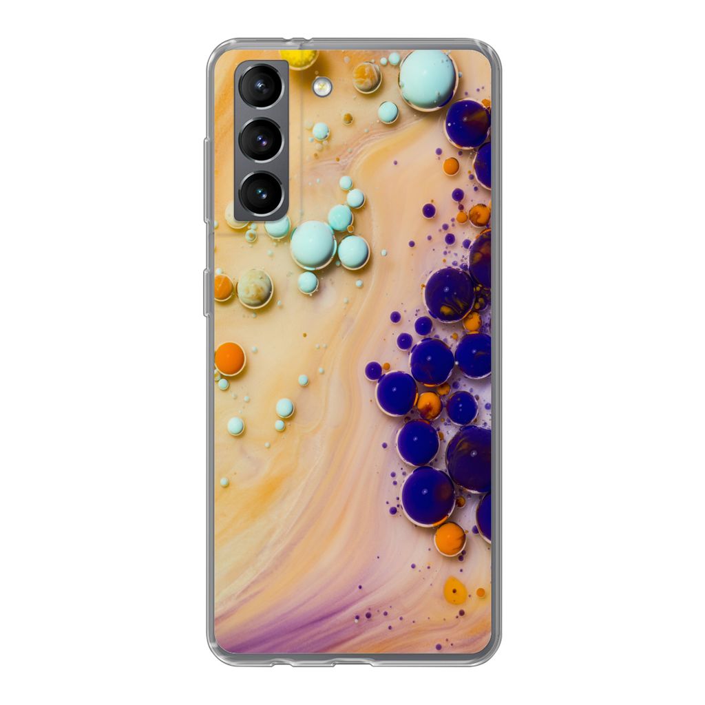 MuchoWow Handyhülle Schutzhülle Hülle für Samsung Galaxy S21 Milch - Tinte - Psychedelisch Silikon Softcase Handy Hülle - Softcase