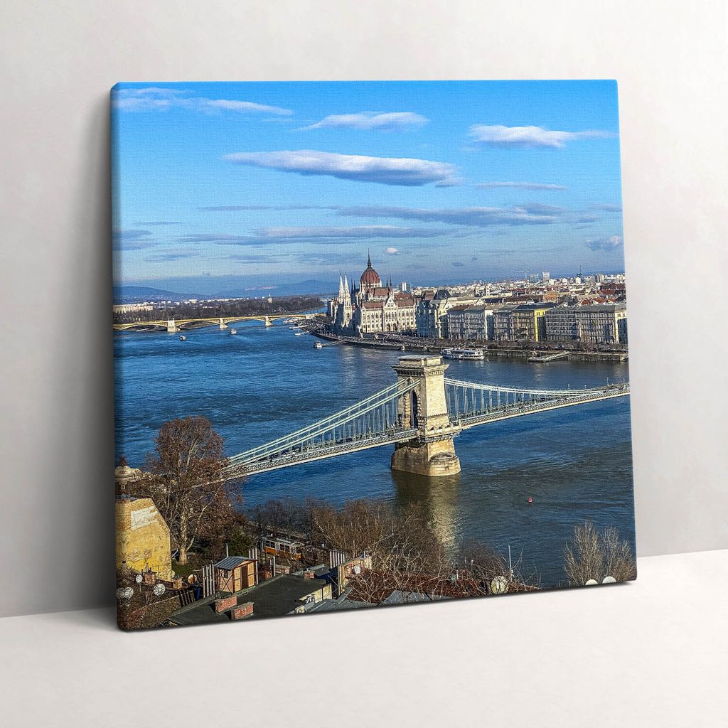 Bridge in Budapest – Leinwandbild Wandbild – 60x60 cm – Leinwandbilder – Wandbilder – Schlafzimmer – Flur