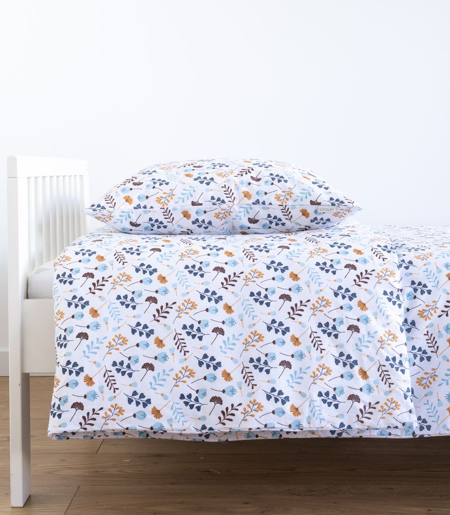 80x80 + 35x40 cm Bettwäsche blumen BLAU GELB Babybettwäsche Kinderbettwäsche Jugendbettwäsche. Gängigen Bettgrößen für Kinder, Jugend und E...