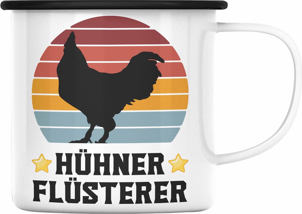 Trendation - Landwirt Spruch Geschenk Emaille Tasse Landwirtschaft Geschenke für Männer Traktor Spruch Emaille Emaille Tasse Hühner Flüsterer B...