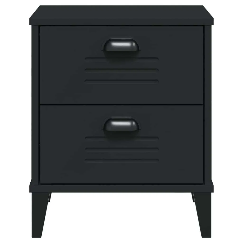 Table de chevet VIKEN Noire mate - Structure bois robuste et durable