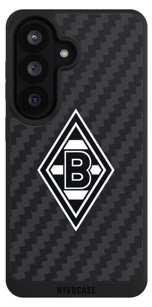 NIVOCASE Handyhülle für Samsung Galaxy S26 Hülle NIVOpure Case Schwarz Borussia Mönchengladbach Carbon Gladbach