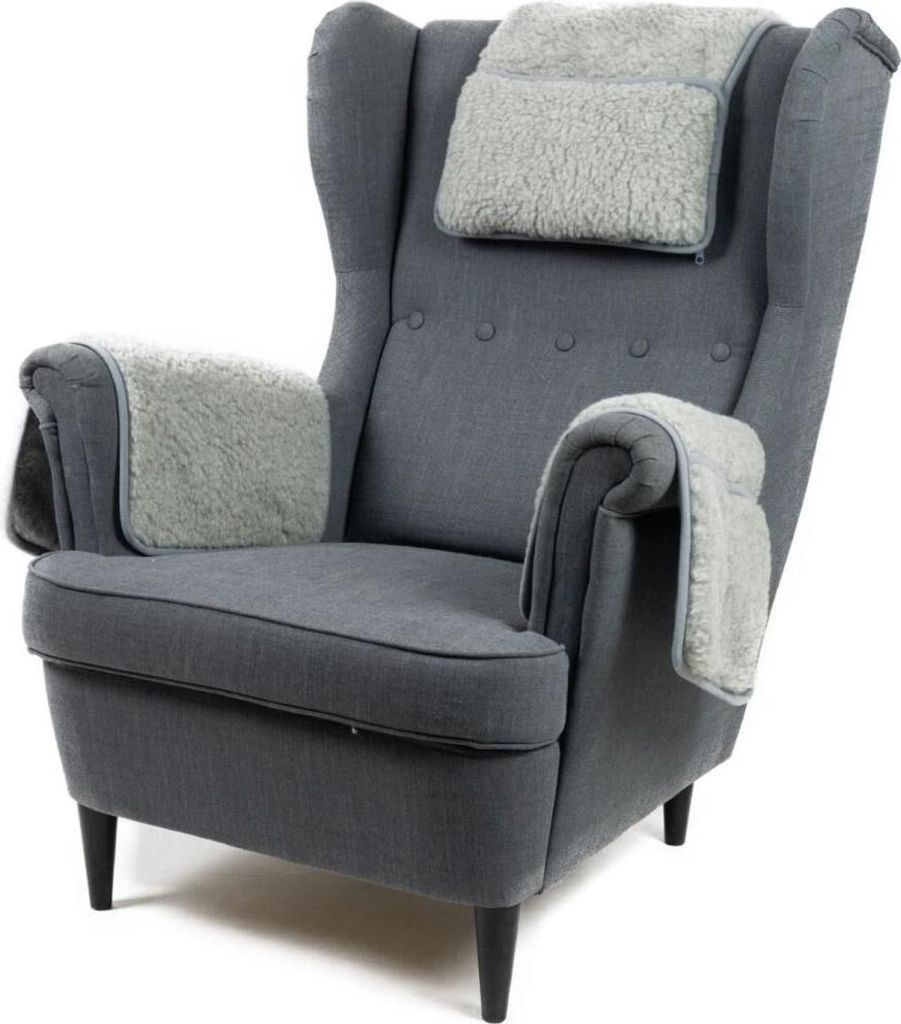 Sesselschoner Set 3-teilig aus Wolle Falco - Farbe: Grau