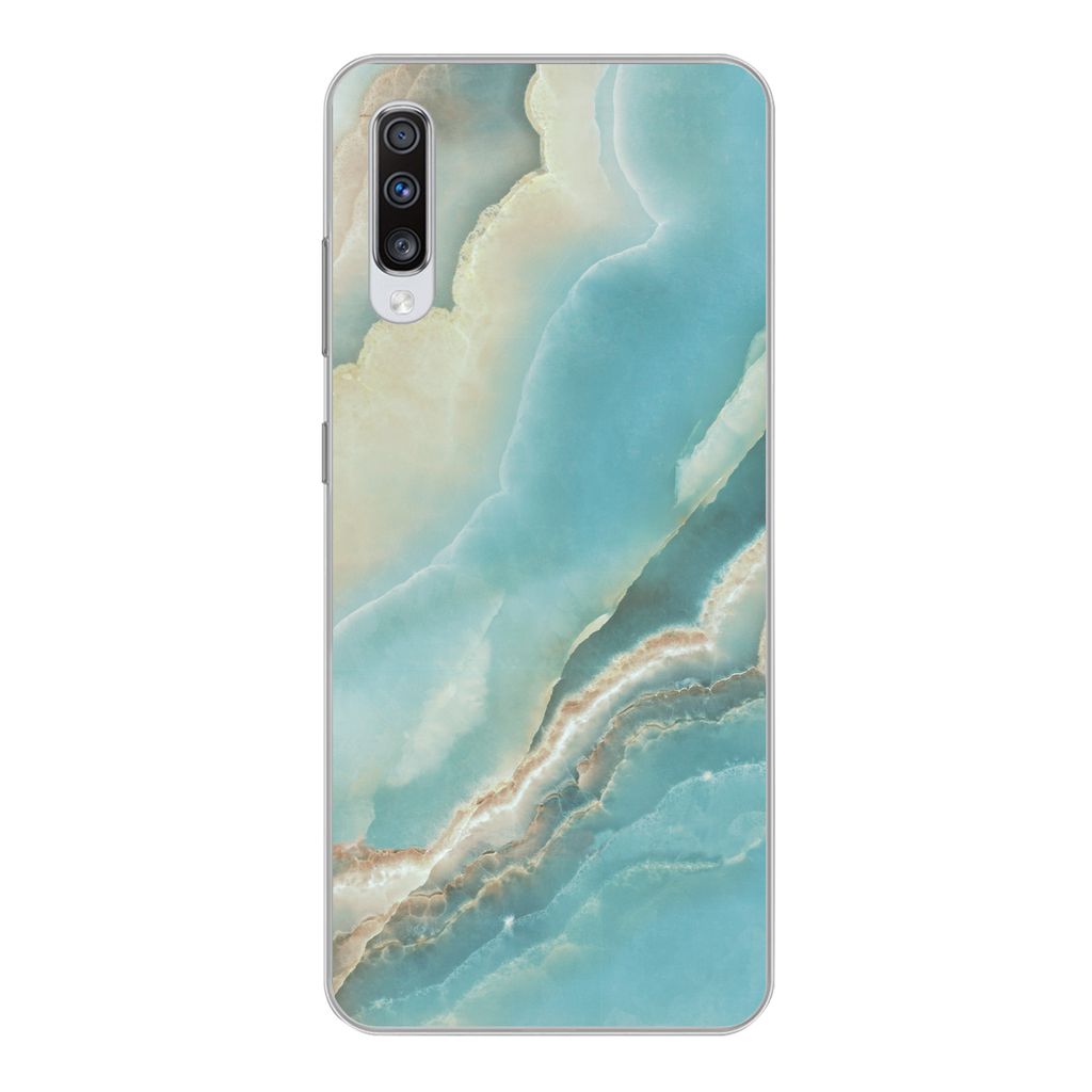 MuchoWow Handyhülle Schutzhülle Hülle für Samsung Galaxy A70 Naturstein - Mineralien - Chic Silikon Softcase Handy Hülle - Schutzhaube