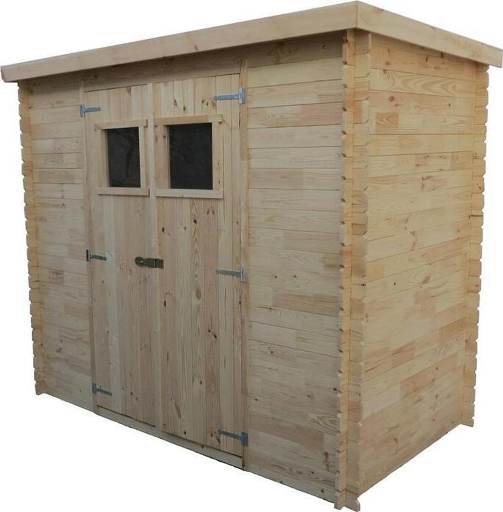 Kleines Holz-Gerätehaus - 1,3 x 2 Meter - aus Holz / Blockbohlen - inkl. Dachpappe - Satteldach