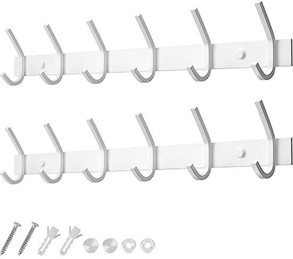 Paire de supports suspendus 6 crochets acier blanc charge lourde 30kg