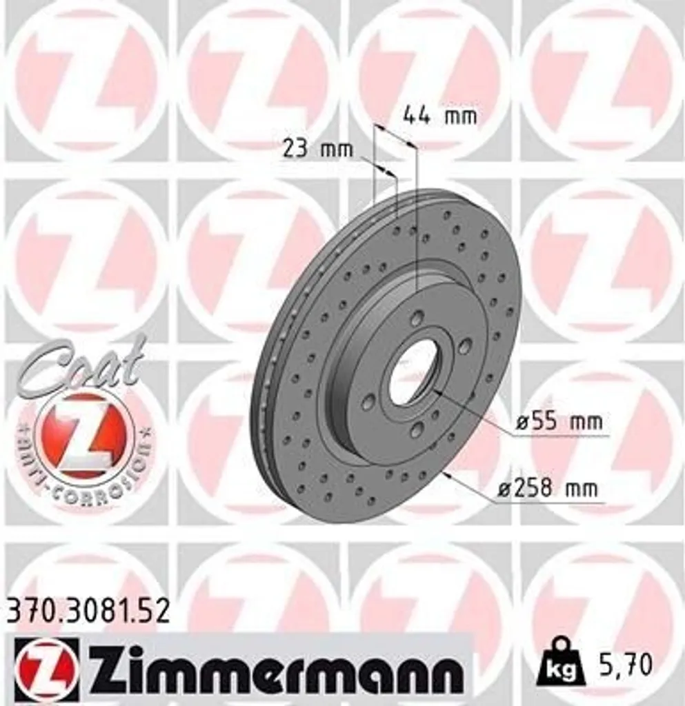 Disque de frein pour 2 (DE, DH) Zimmermann 370.3081.52 : Sécurité Totale