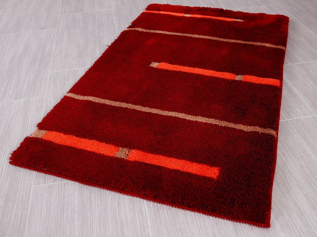Pacific Badteppich Kabara Rot Streifen in 5 Größen, Größe:55x55 cm WC-Vorleger mit Ausschnitt