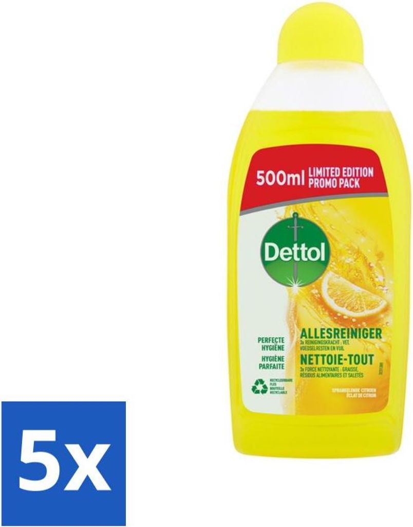 Dettol Power & Fresh Allzweckreiniger Citrus 500 ml - Vorteilspack - 5 Stücke