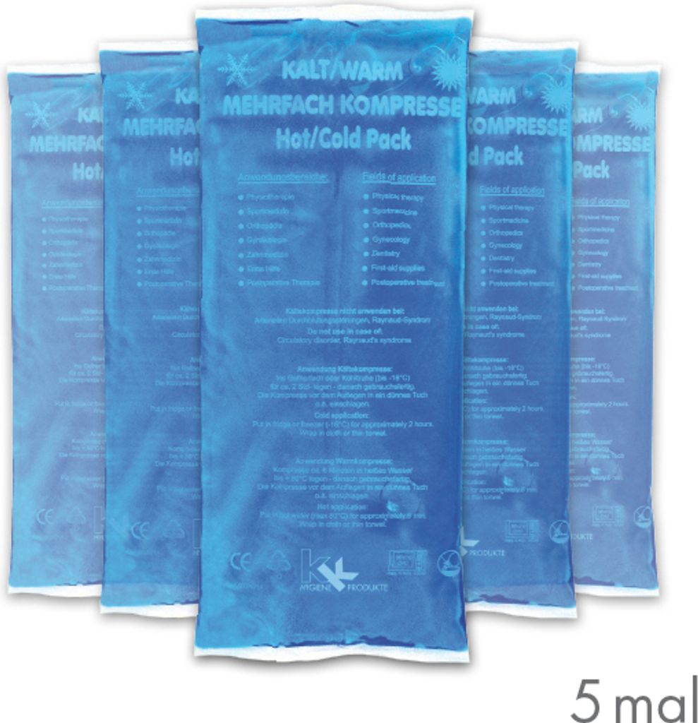 Set 5 x Kalt-Warm Kompressen 12 x 29 cm + 1 x Premium Produktbild 