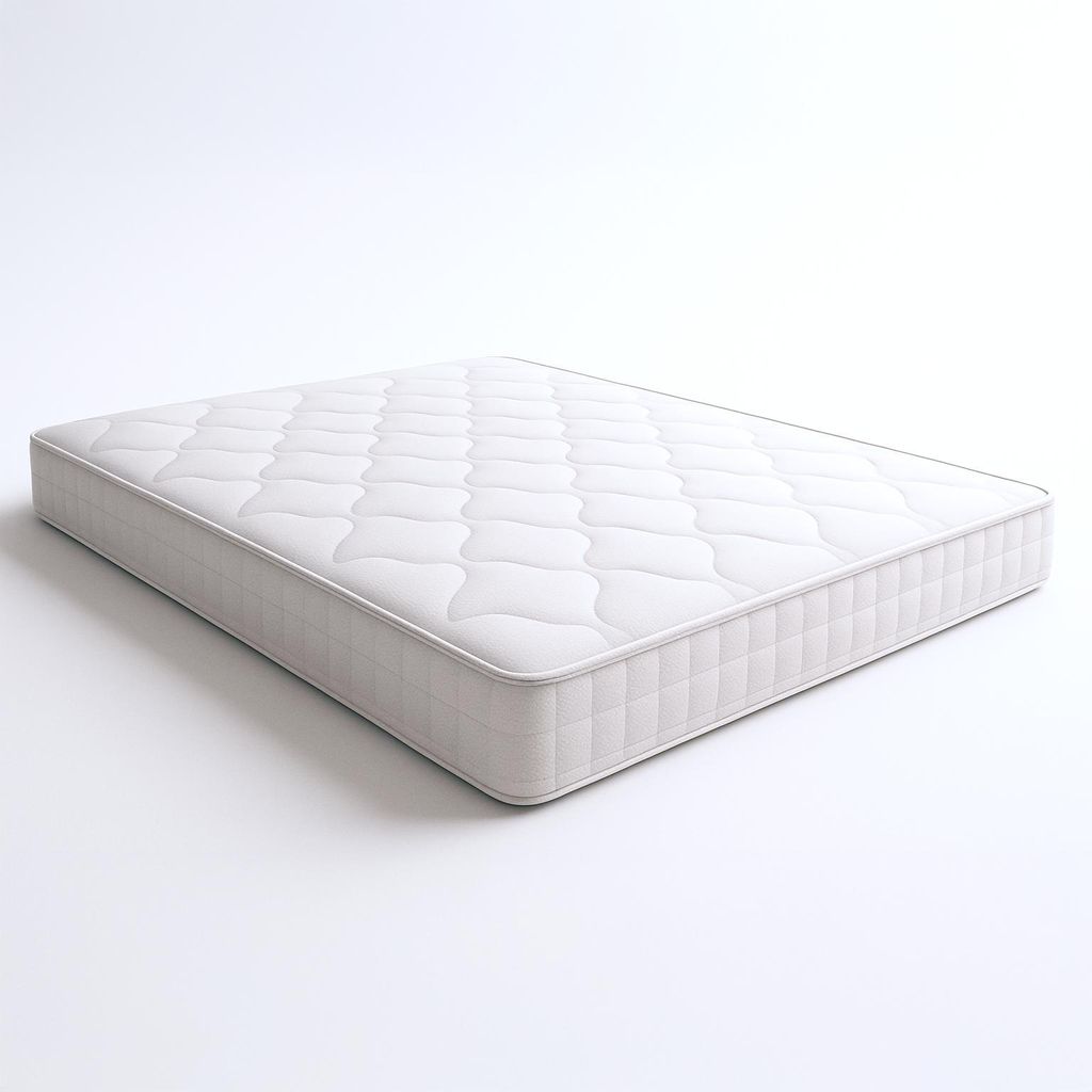 A white mattress is shown on a white background.