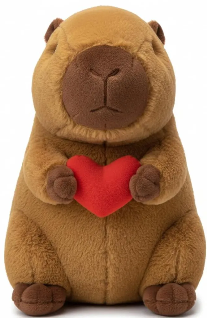 Butoir de porte Capybara 1,4 kg Cœur – Peluche lourde de 33 cm en tissu