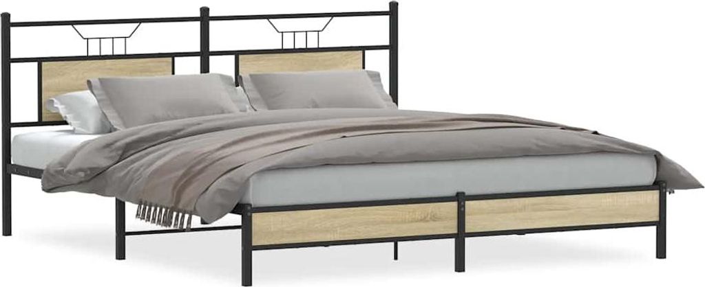 vidaXL Bettgestell ohne Matratze Sonoma-Eiche 160x200 cm Holzwerkstoff