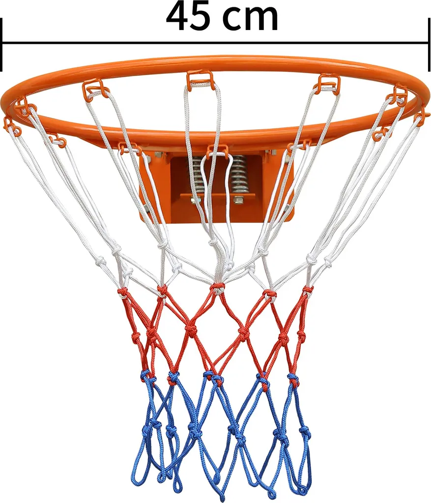 Cerceau De Basket Standard 45,7 Cm – Jante Double Ressort, Montage Mural, Acier Carbone, Filet Nylon Renforcé