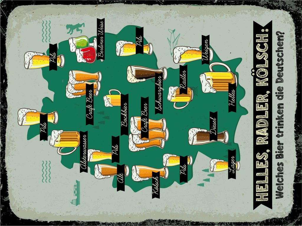 vianmo Holzschild 40x30 cm Blechschild Alkohol 30x40cm Welches Bier trinken die Deutschen Karte Deko Schild