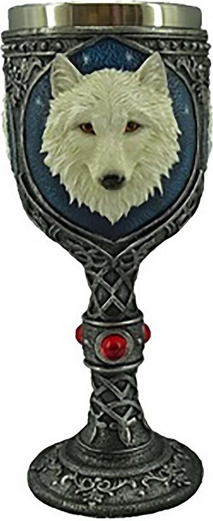 Bunter Wolfskelch weißer Wolf mit Metalleinsatz