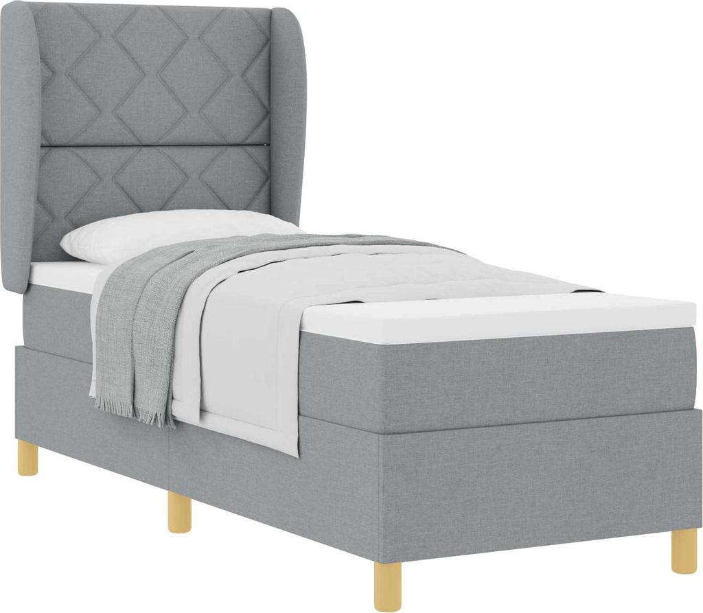 Boxspringbett mit Matratze Hellgrau 200 x 80 cm Stoff