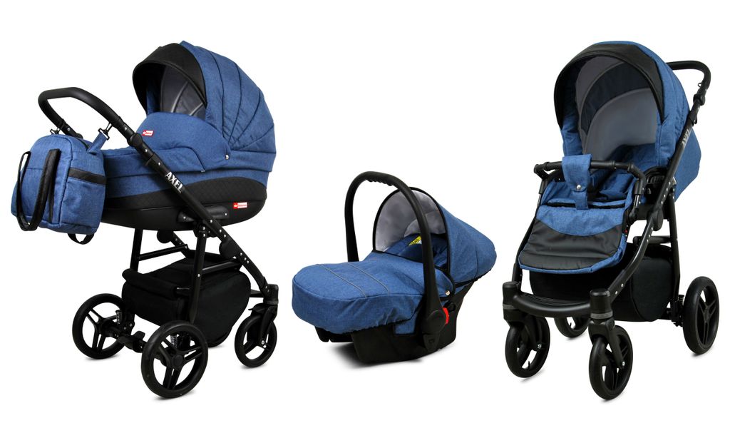 BabyLux® Axel | 3in1 Kinderwagen Set | Jeans | Produktbild 