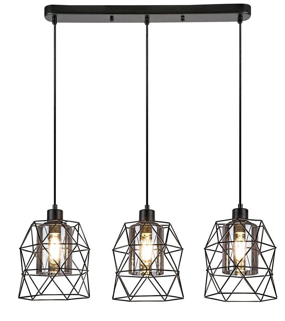 Rabalux 72113 Pendelleuchte 3 Spots Emrys, E27, schwarz-grau, rund, Industriell, ø200mm