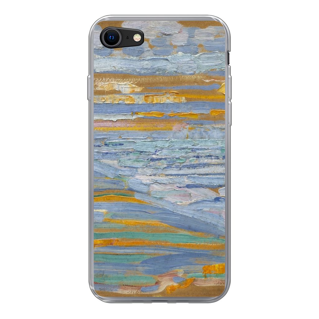 MuchoWow Handyhülle Schutzhülle Hülle für iPhone 7 Blick auf den Strand und die Seebrücke von den Dünen aus - Piet Mondrian Silikon Softcas...