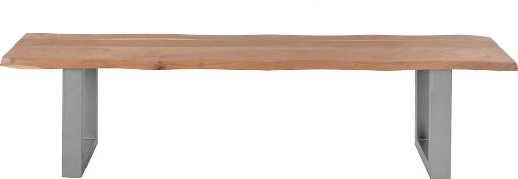 Sitzbank Baumkante 220 cm natur massiv Akazie silber ANNI