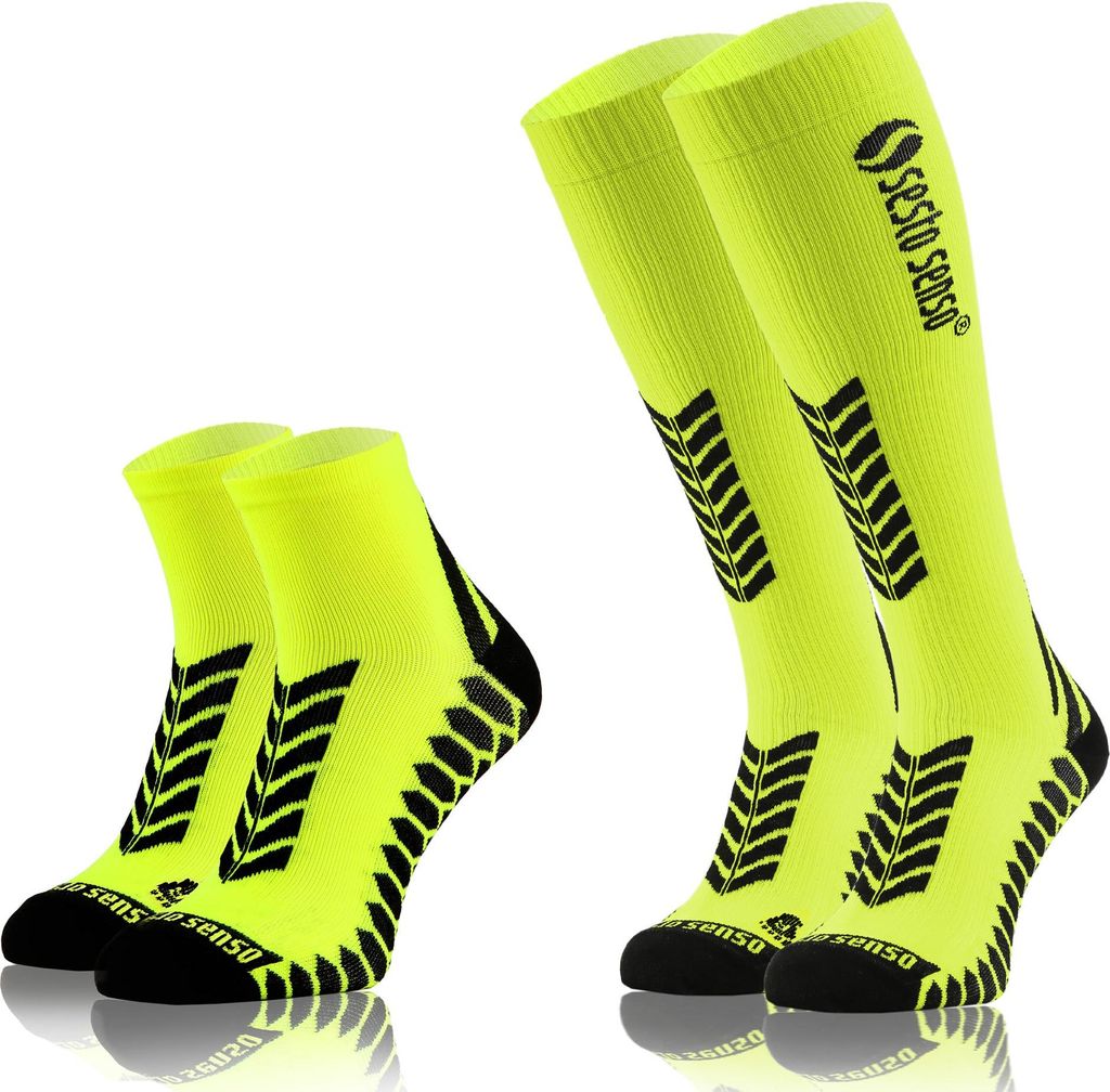 Sesto Senso Sportsocken Set Unisex – Kniestrümpfe und Sneaker Gelb Größe 47-50