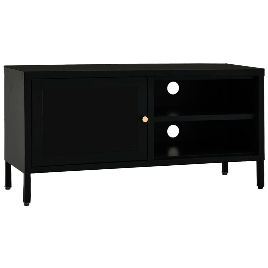 TV-Schrank Schwarz 90x30x44 cm Stahl und Glas Produktbild 
