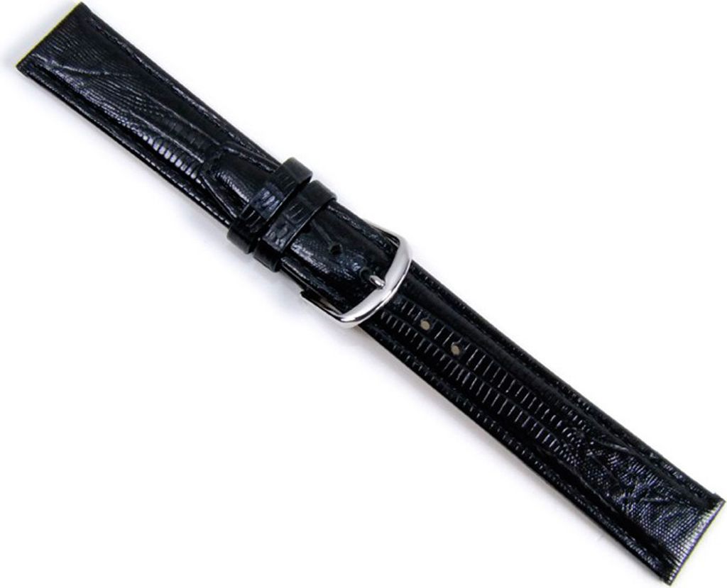 Uhrenarmband Kalbsleder Tejuprägung schwarz Herzog 20957S, Stegbreite:20mm
