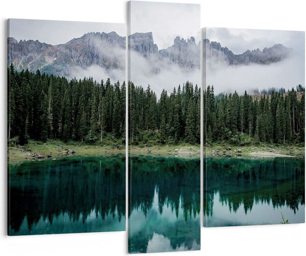 Bild auf Leinwand - Leinwandbild - 3 Teile - Landschaft Berge Wolken - 95x80cm - Wand Bild - Wanddeko - Wandbilder - Leinwanddruck - Bilder - Wandd...