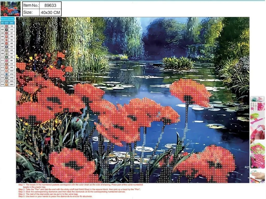 Pittura a Diamante 5D Fiori 89633 30x40cm - Decorazione Parete Moderna