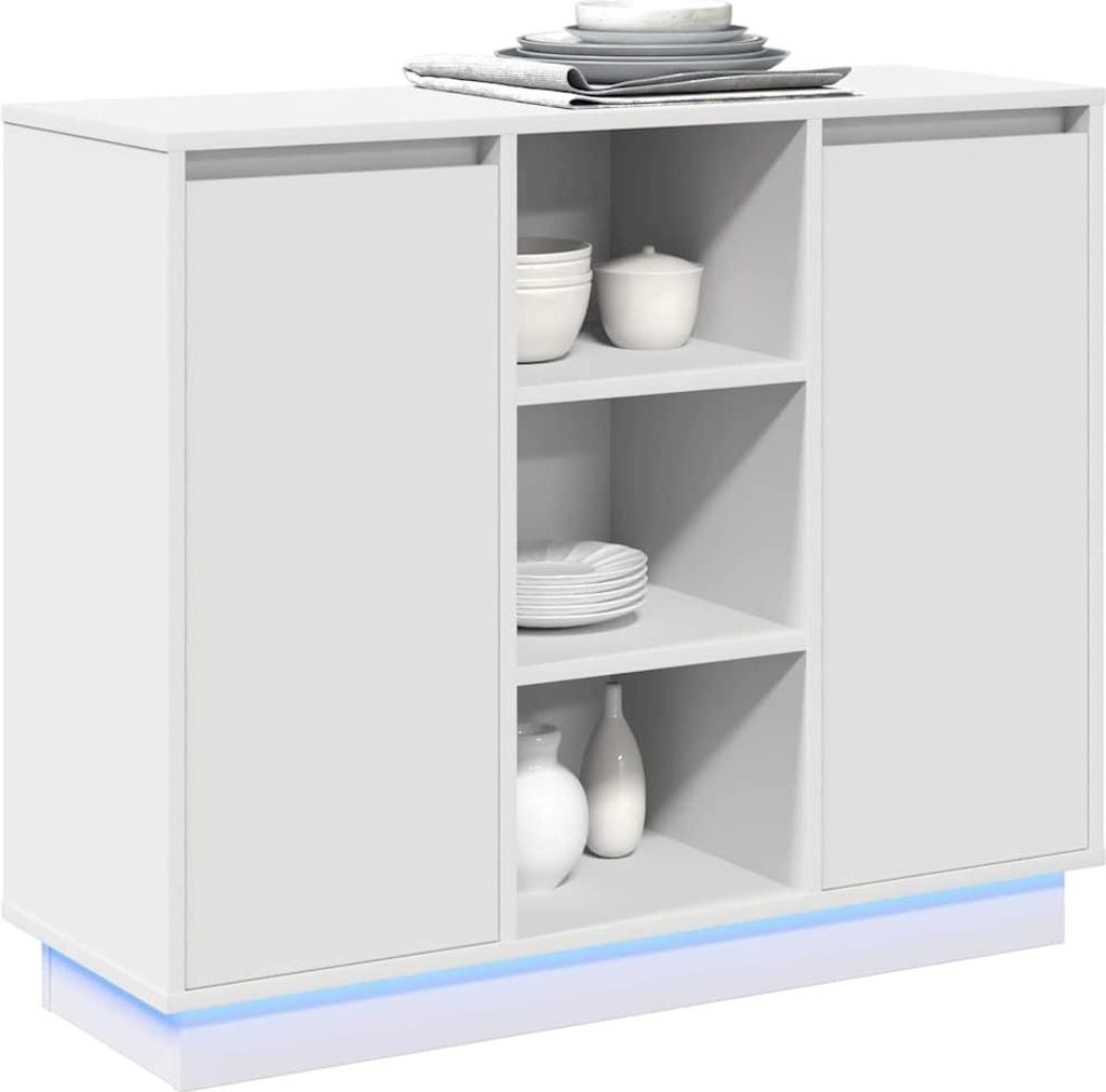 vidaXL LED příborník bílý 90 x 32 x 75 cm dřevěný materiál Obrázek produktu 
